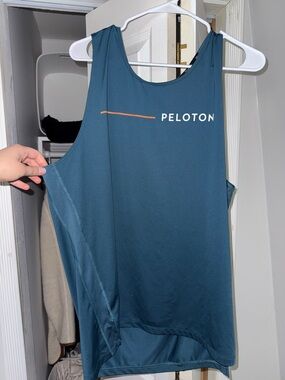 Peloton Teal Tank Top with Orange Accent